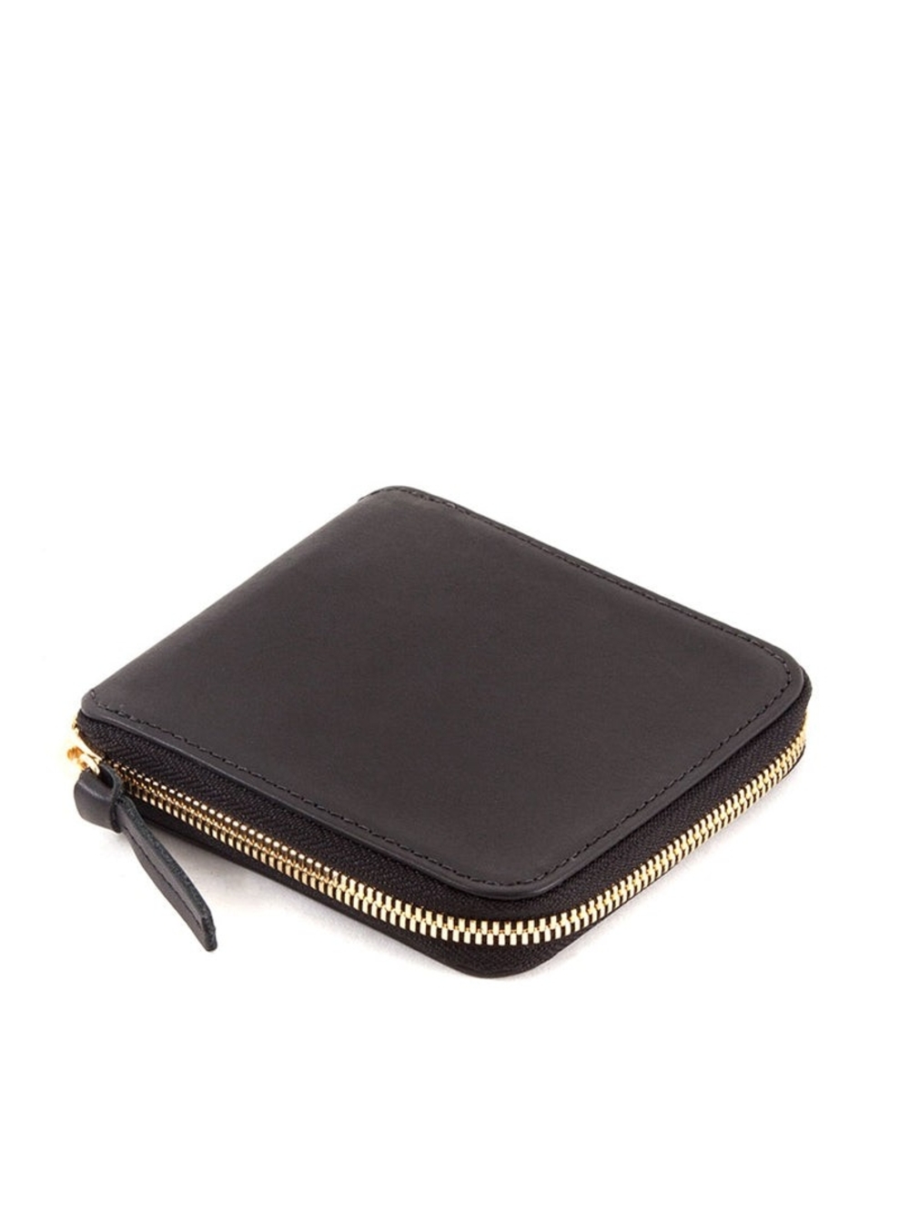 Clare V Black Leather Zip Wallet with Gold Hardware